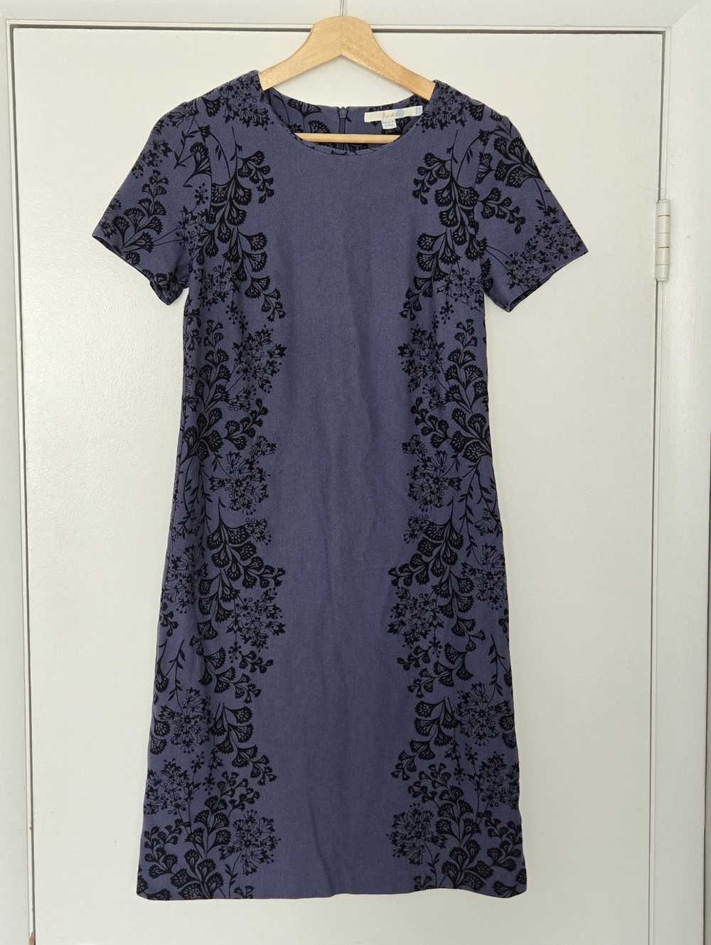 Boden Blue Floral Ponte Short Sleeve Dress Size 6L
